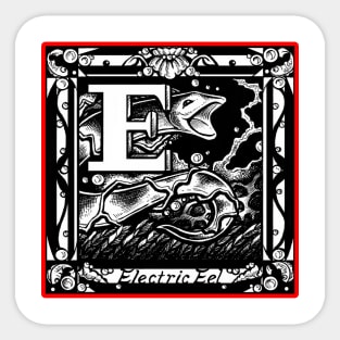 E is for Electric Eel - Red Outlined Version Sticker